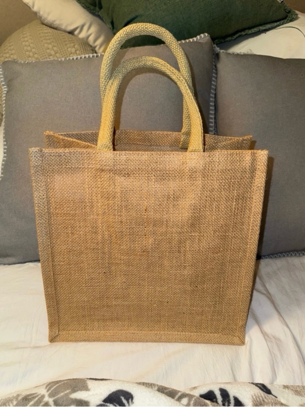 Natural Jute Tote Bag with Short Handles